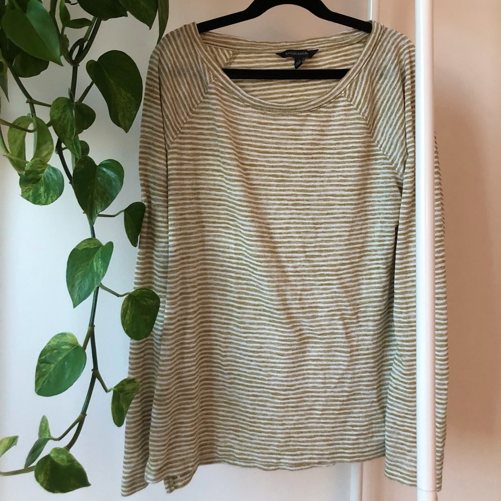 Banana republic green striped shirt